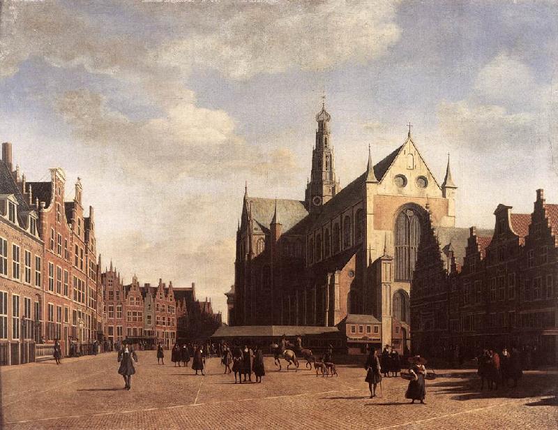BERCKHEYDE, Gerrit Adriaensz. The Market Square at Haarlem with the St Bavo Sweden oil painting art
